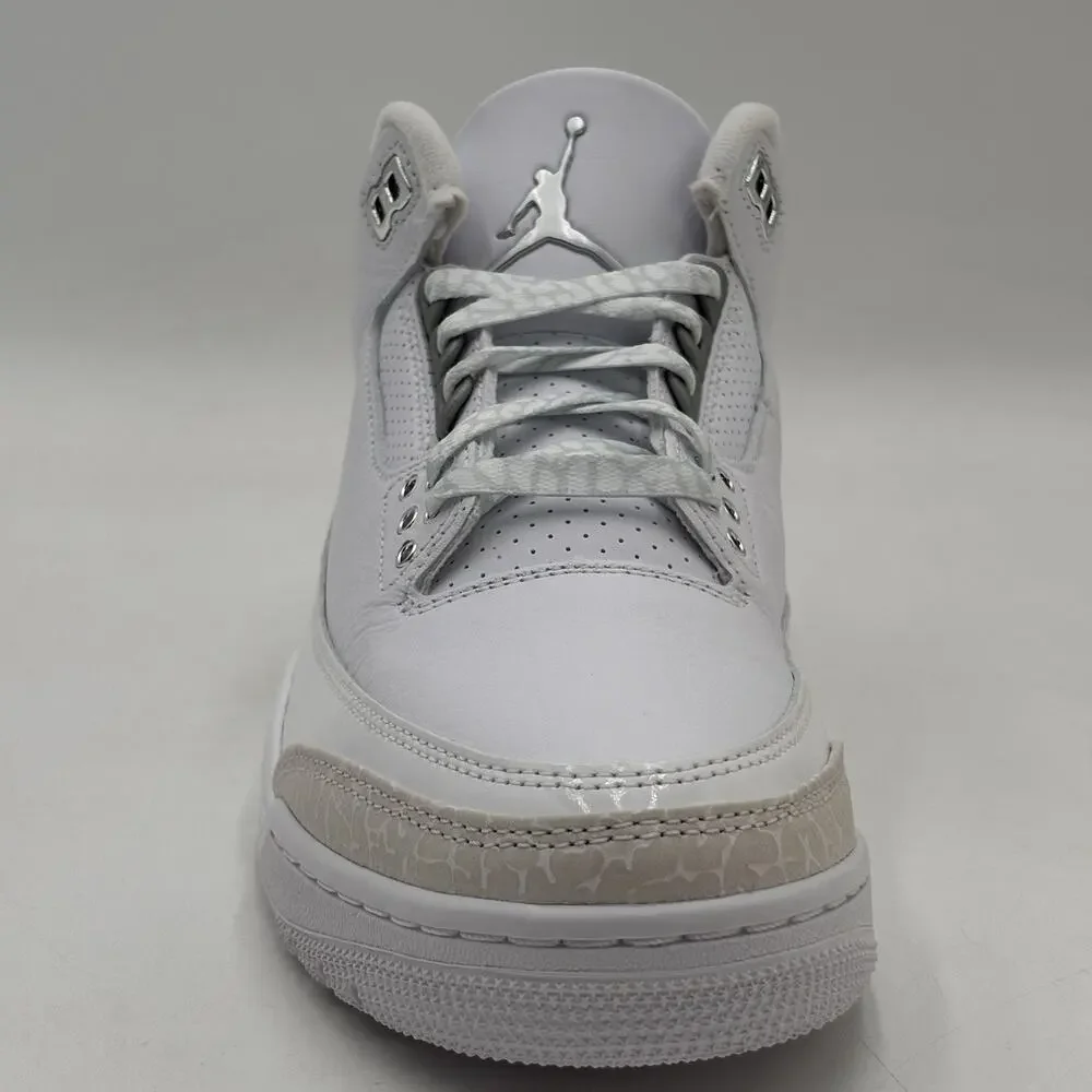 Nike Air Jordan 3 Retro White Metallic Silver Sneakers CT8532 111 Men Size 8 NEW